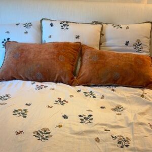 Nobilis designer velvet in terracotta w/pomegranate pattern. Pair 25x17